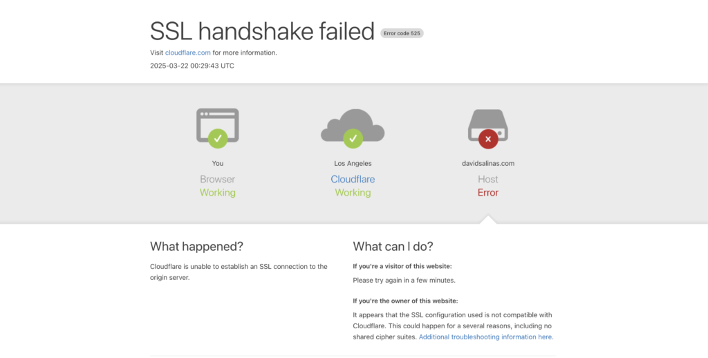 Error de SSL handshake del sitio de otro David Salinas