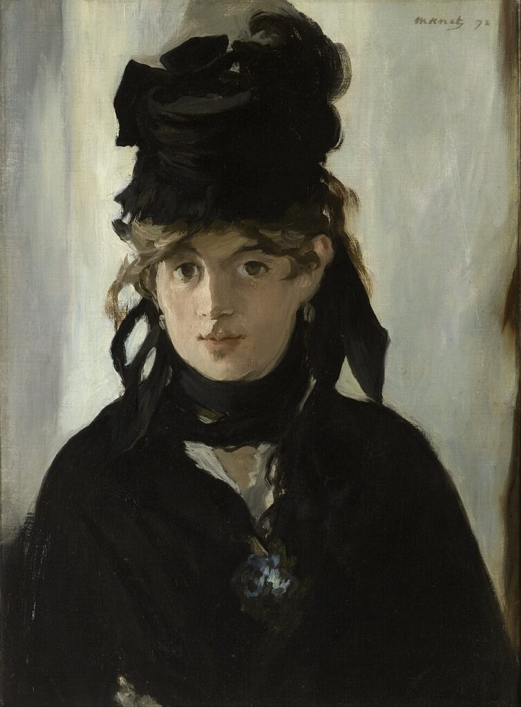 Pintura impresionista de Berthe Morisot realizada por Édouard Manet, ejemplo del cambio en el arte tras la fotografía