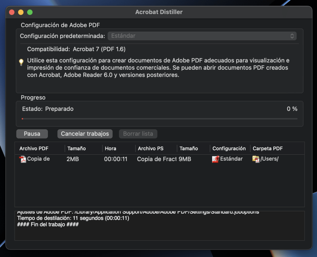 Conversión de PostScript a PDF con Acrobat Distiller
