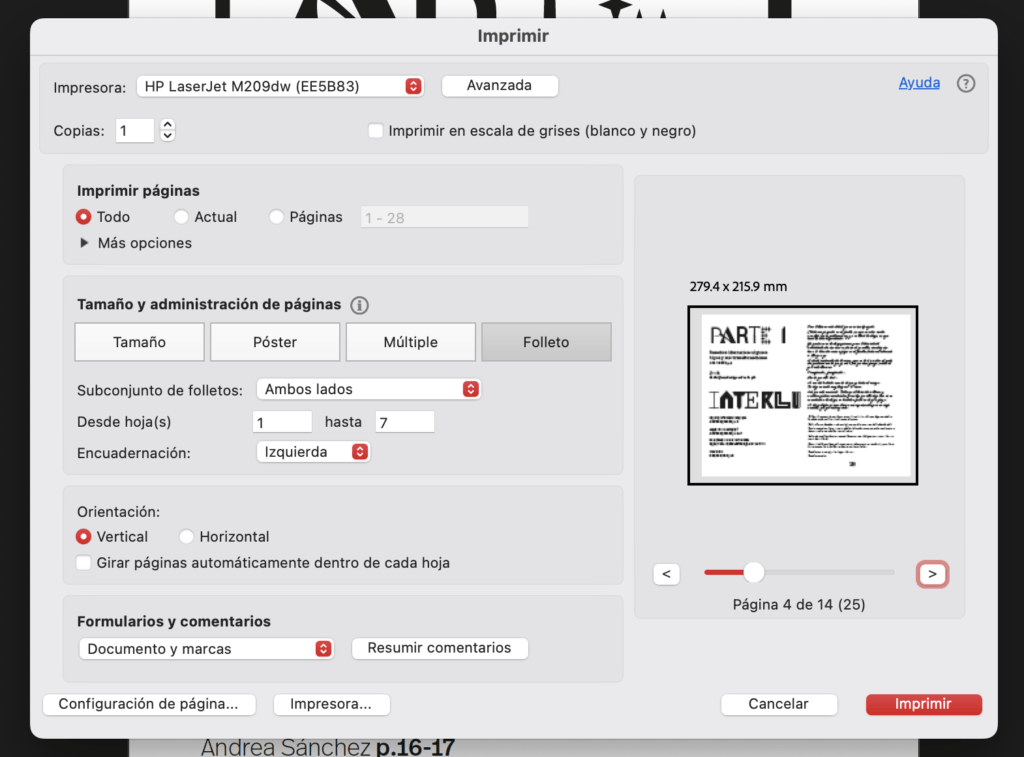 Compaginación de un zine en Acrobat